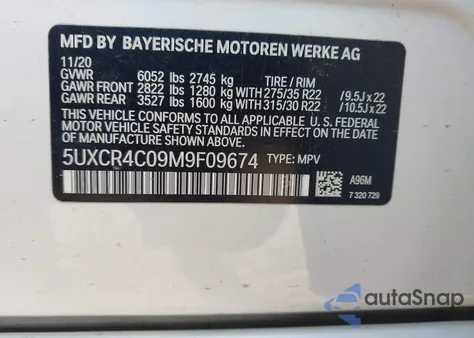 2021 BMW X5 Sdrive40I from USA, damaged, VIN 5UXCR4C09M9F09674